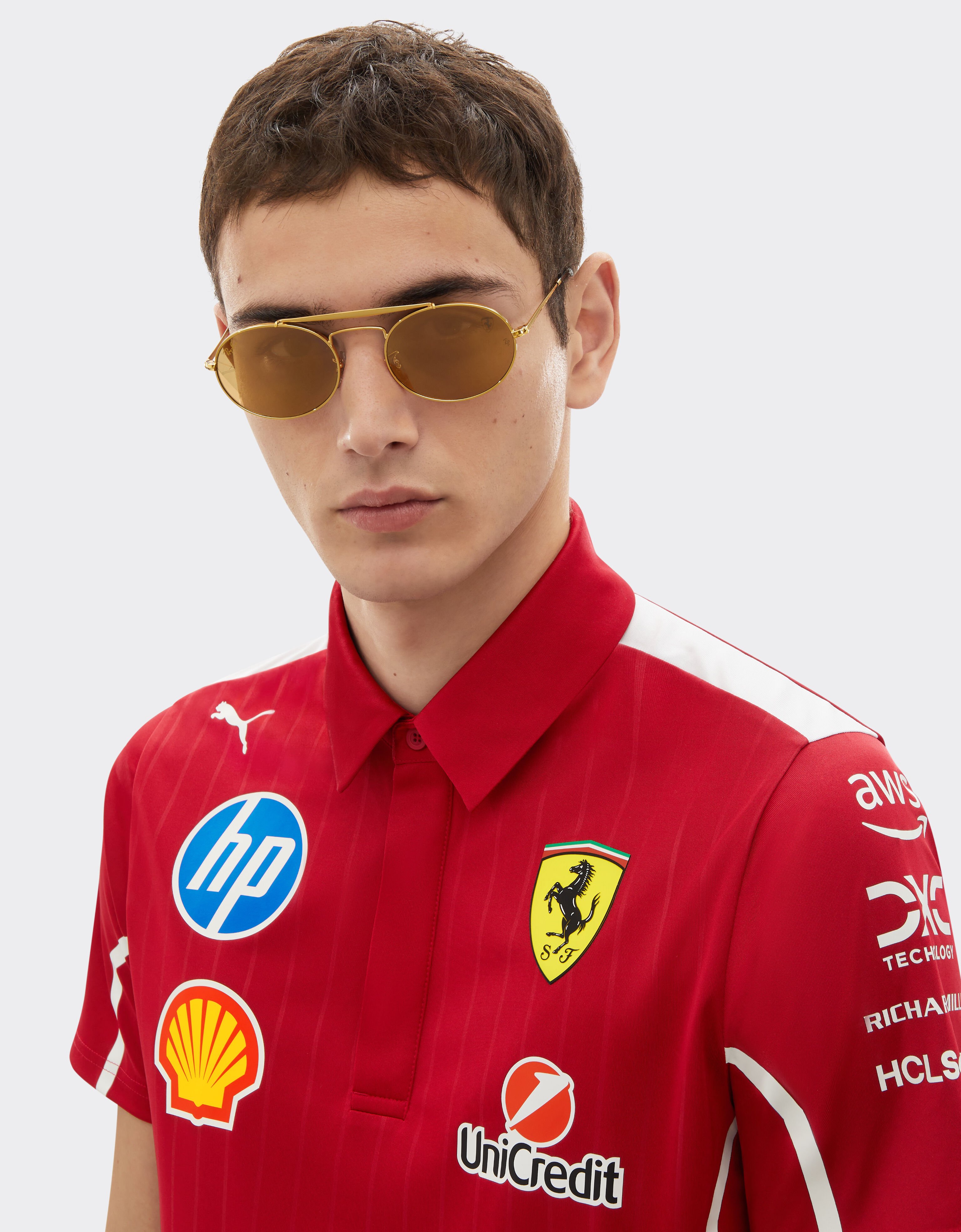 Ferrari Ray-Ban for Scuderia Ferrari RB3775M en metal dorado con lentes doradas de espejo marrón claro Oro LA0EDf