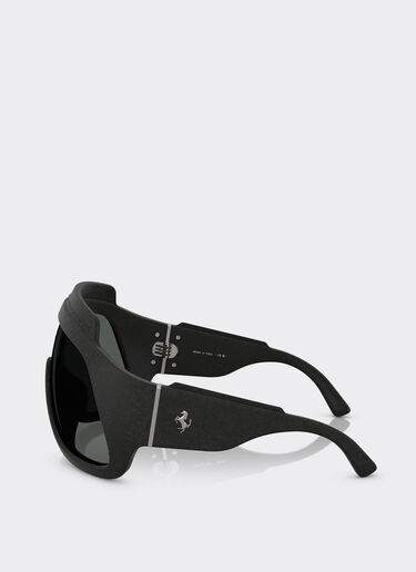 Ferrari Black Ferrari Limited Edition shield sunglasses in injected material and leather with dark grey lens Black F1581f