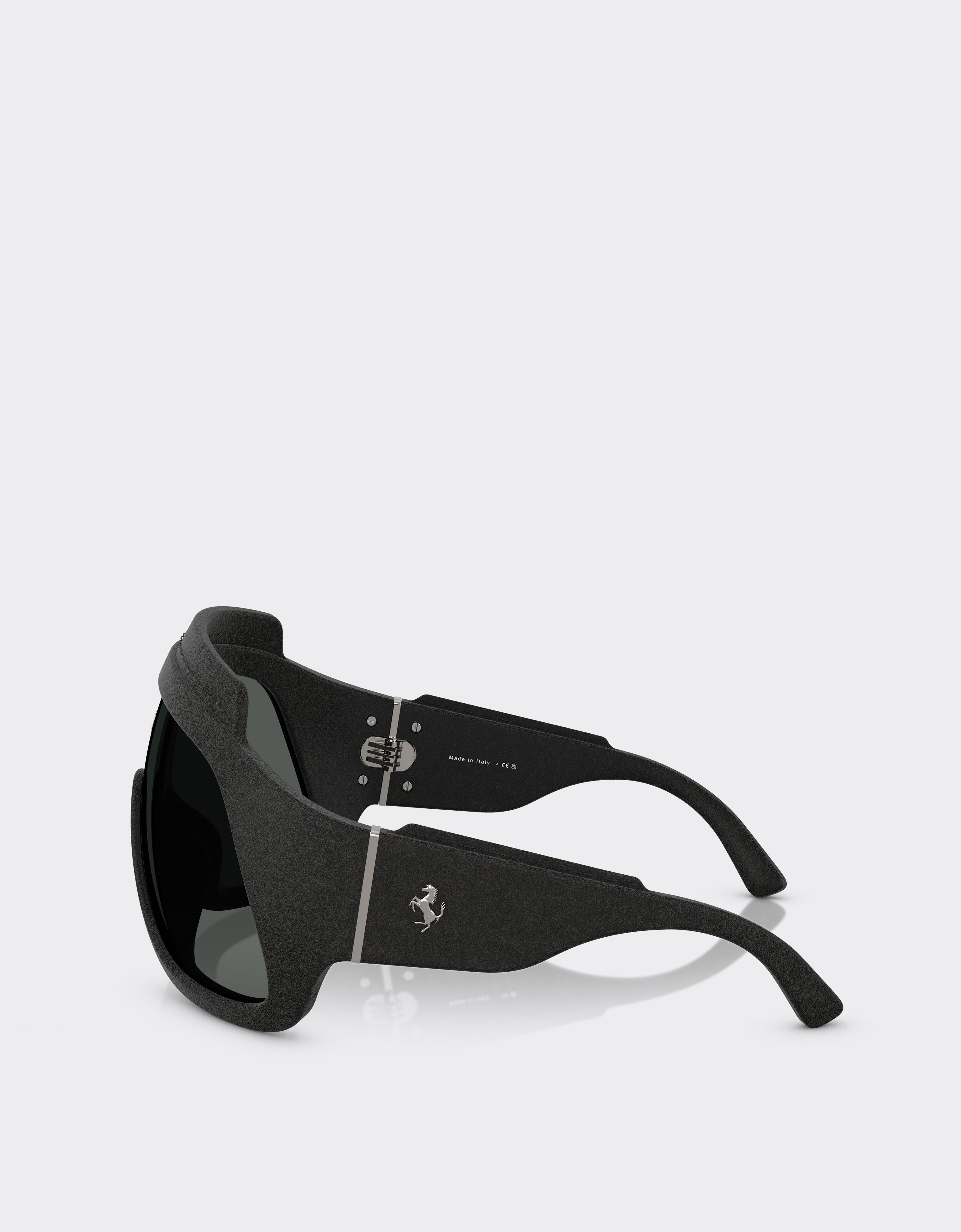 Ferrari Black Ferrari Limited Edition shield sunglasses in injected material and leather with dark grey lens Black F1581f