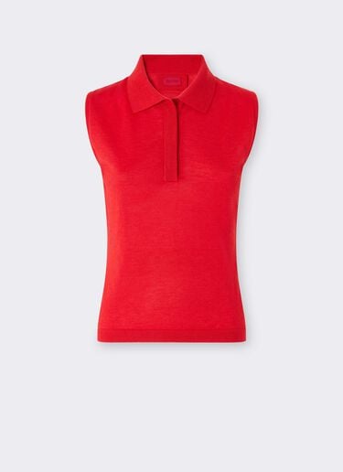 Polo sin mangas de cachemira y seda Ferrari Polo sin mangas de cachemira y seda Rosso Magma CKWPO0004KWS0006f