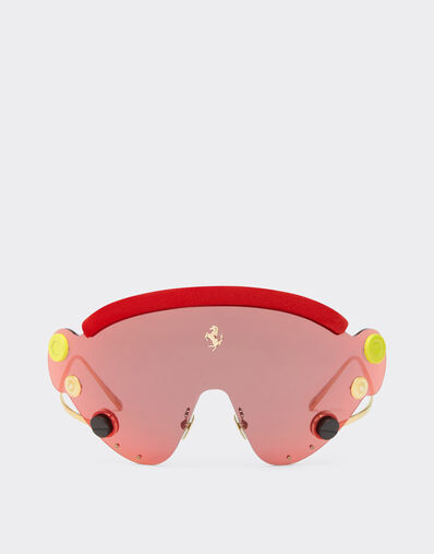 Ferrari Limited Edition Ferrari sunglasses in red and gold-tone metal with red mirror shield Silver F1248f