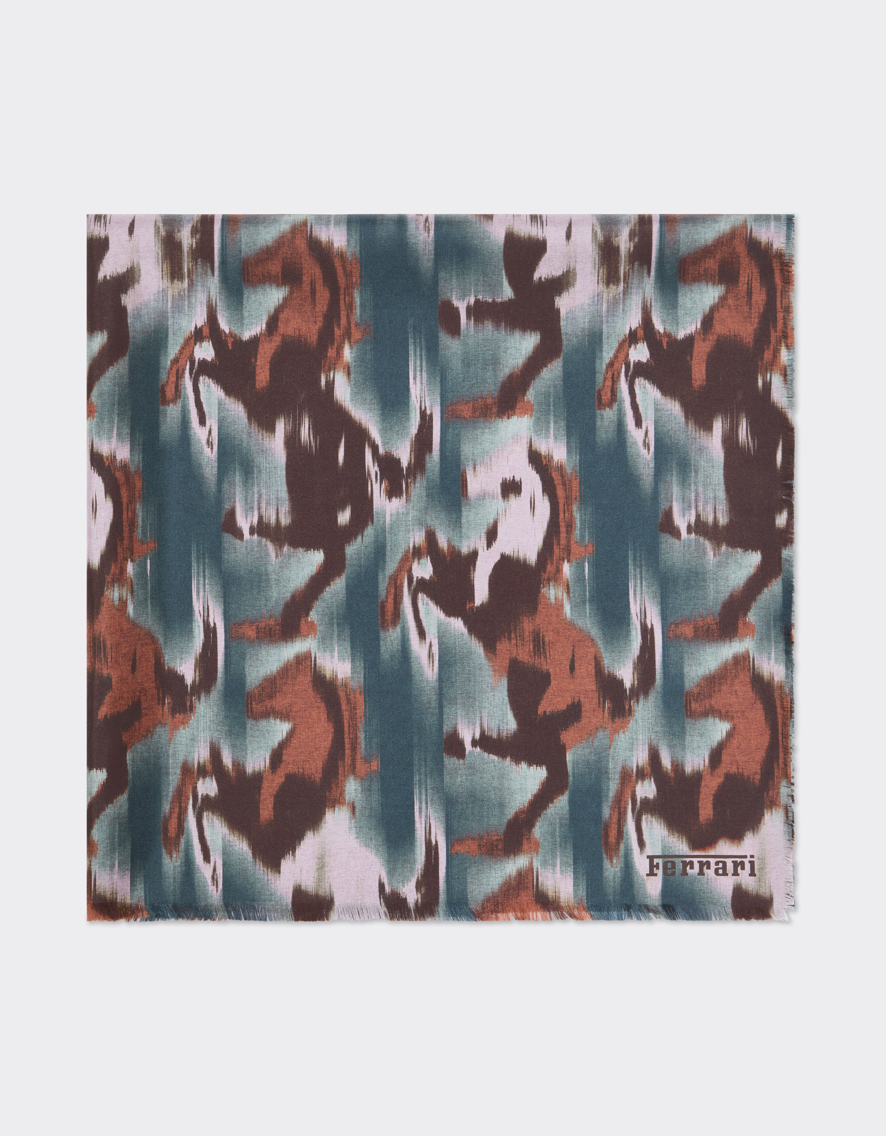 Ferrari Silk yoke with pony Ikat print Peacock 22717f