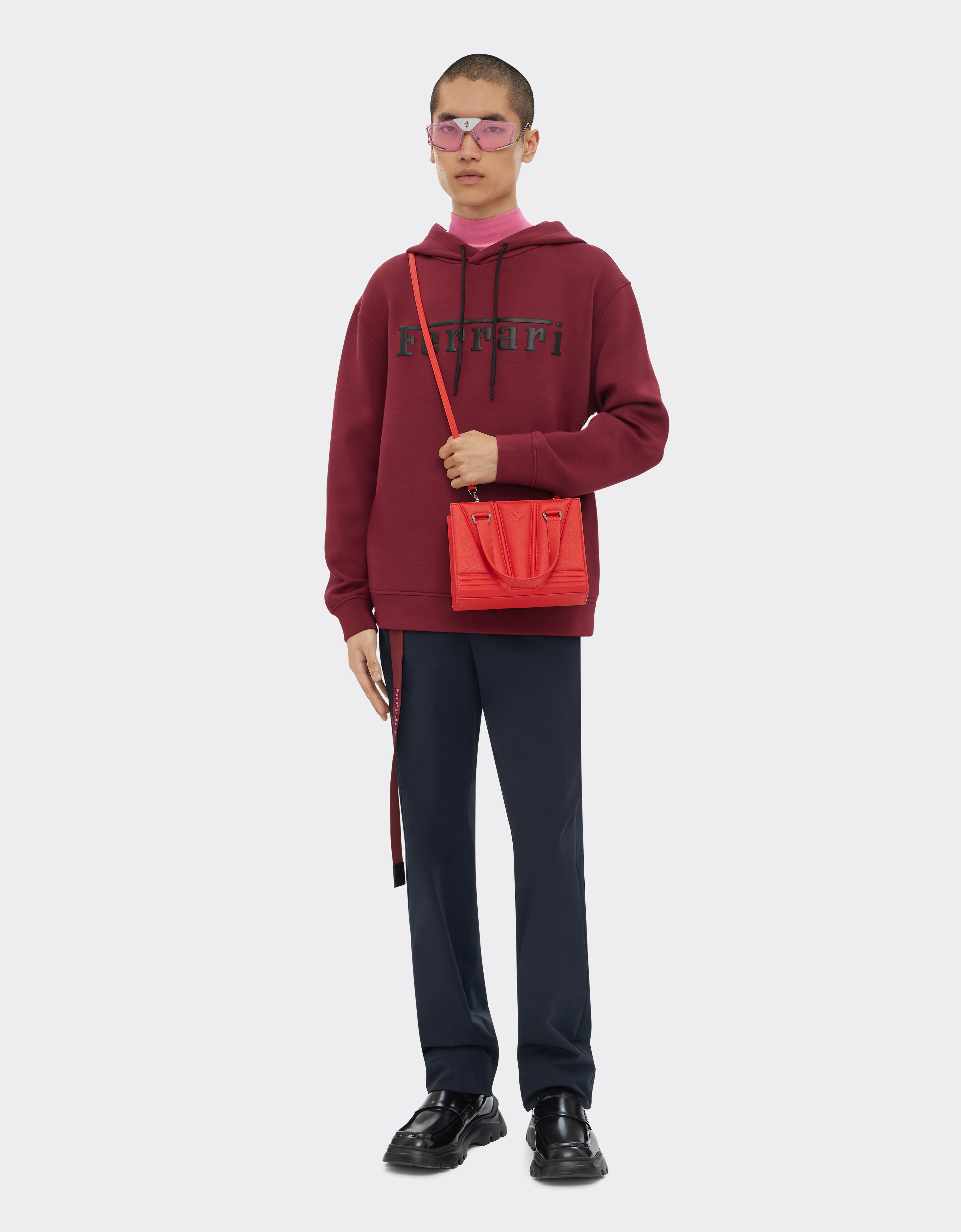 Ferrari Mini bag in textured leather Rosso Dino 20333f