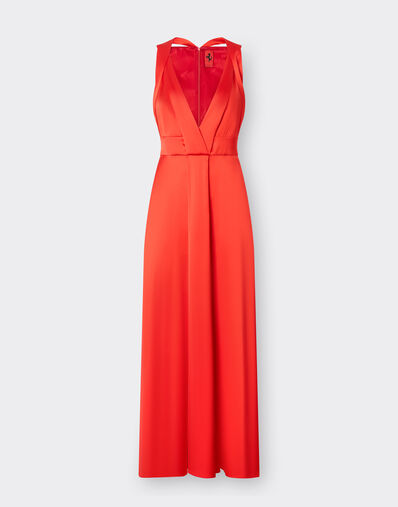 Ferrari Long dress in stretch satin twill Rosso Dino 21633f