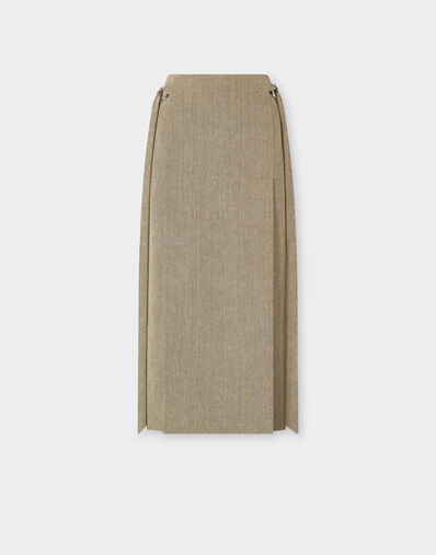 Falda midi en sarga descolorida Ferrari Falda midi en sarga descolorida Khaki Green 50356f