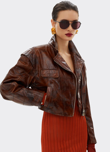 Ferrari Biker jacket in radica leather Tabacco 22106f