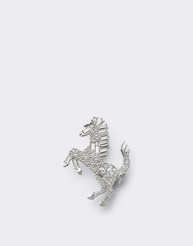 Ferrari Prancing Horse Rhinestone Brooch Silver CGWSP0001JU00005f
