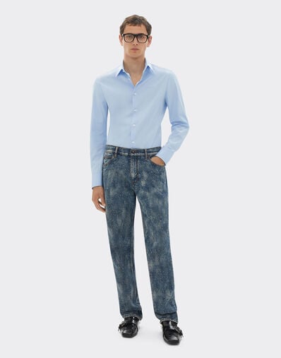 Ferrari Poplin shirt with embroidered Ferrari logo Steel Blue 22696f