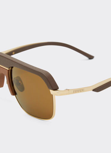 Ferrari Ferrari sunglasses in matte gold metal with brown polarized lenses Dark brown LA0ERf