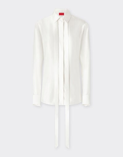 Ferrari Satin shirt with micro-stripe pattern Ivory 49930f