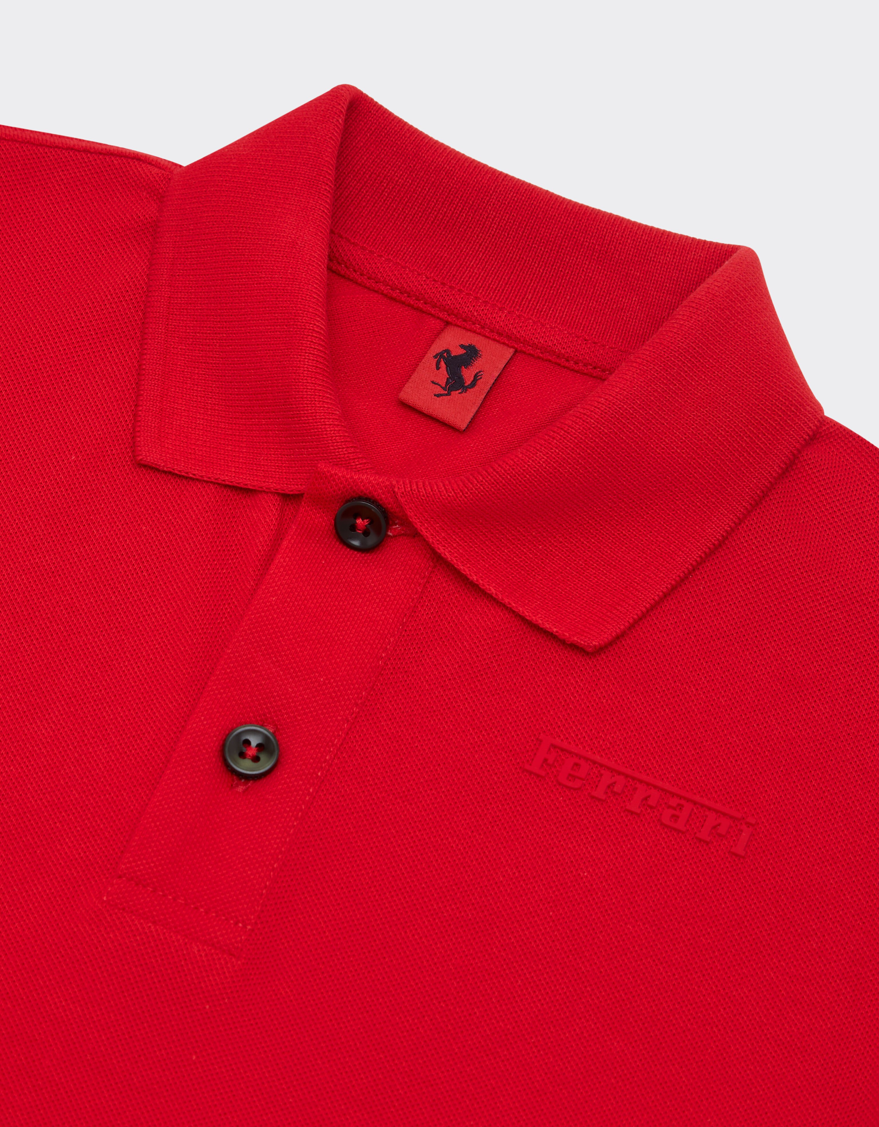 Ferrari Polo in cotone organico con logo Ferrari Rosso Corsa 22760fK
