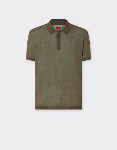 Ferrari Linen, cashmere, and silk polo shirt Khaki Green 50115f