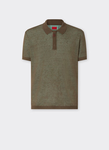 Ferrari Linen, cashmere, and silk polo shirt Khaki Green 50115f