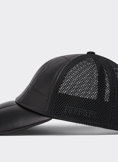 Ferrari Casquette de baseball en cuir avec motif à carreaux 7X7 et filet Black 21344f