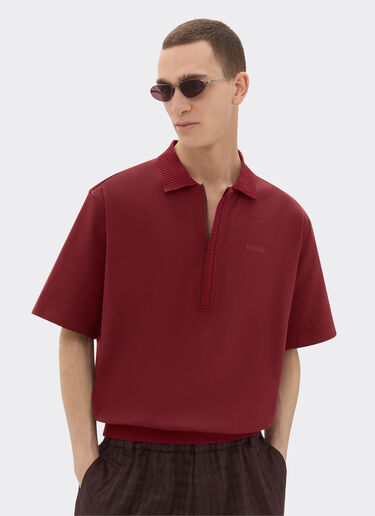 Ferrari Cotton polo shirt with 7X7 check motif Mahogany 22515f