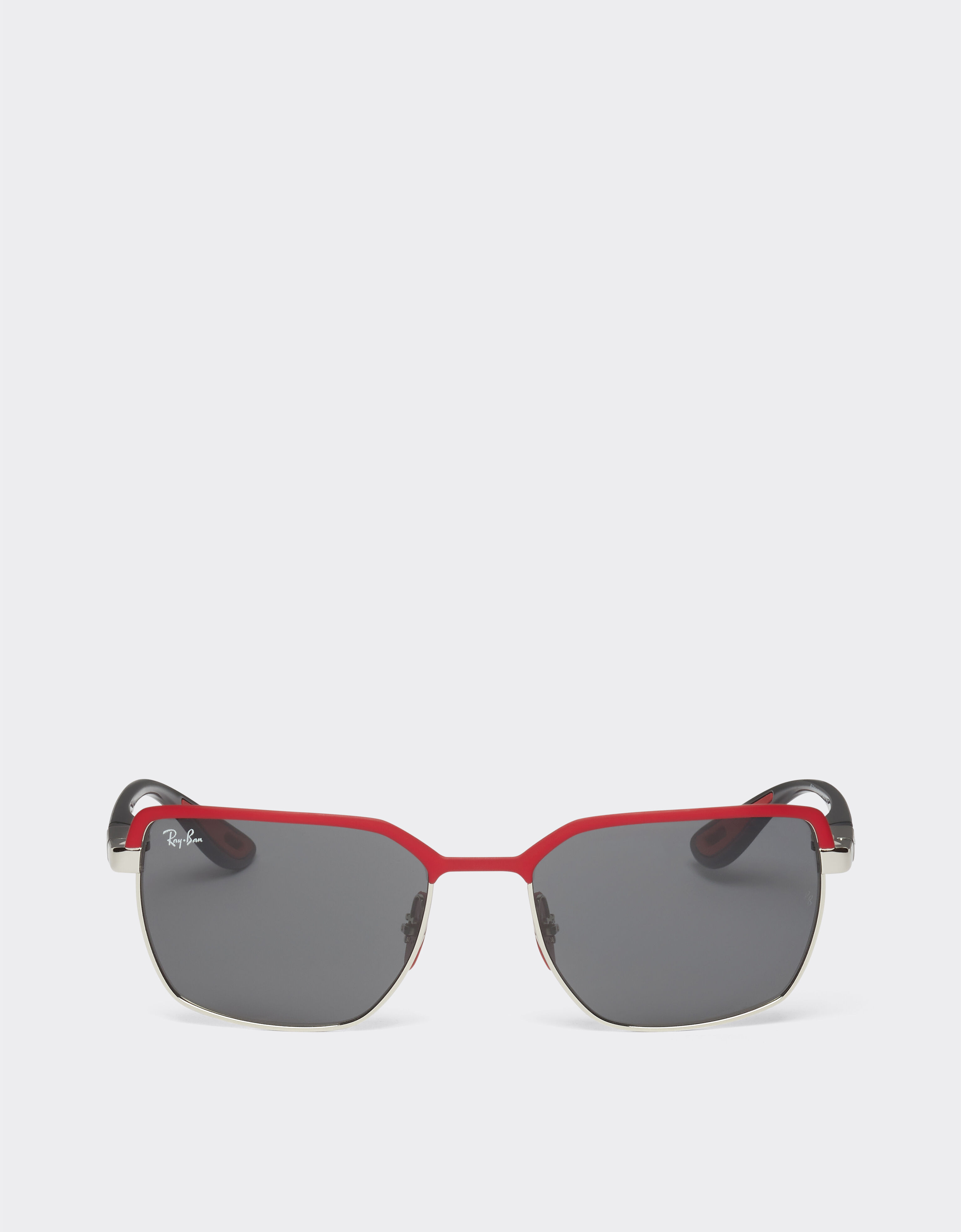 Ferrari Ray-Ban for Scuderia Ferrari 0RB3743M matt red and gunmetal grey metal sunglasses with grey lenses Optical White F1258f