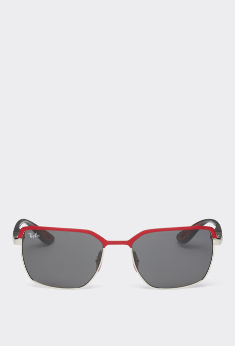 Ferrari Ray-Ban for Scuderia Ferrari 0RB3743M matt red and gunmetal grey metal sunglasses with grey lenses Black F1199f