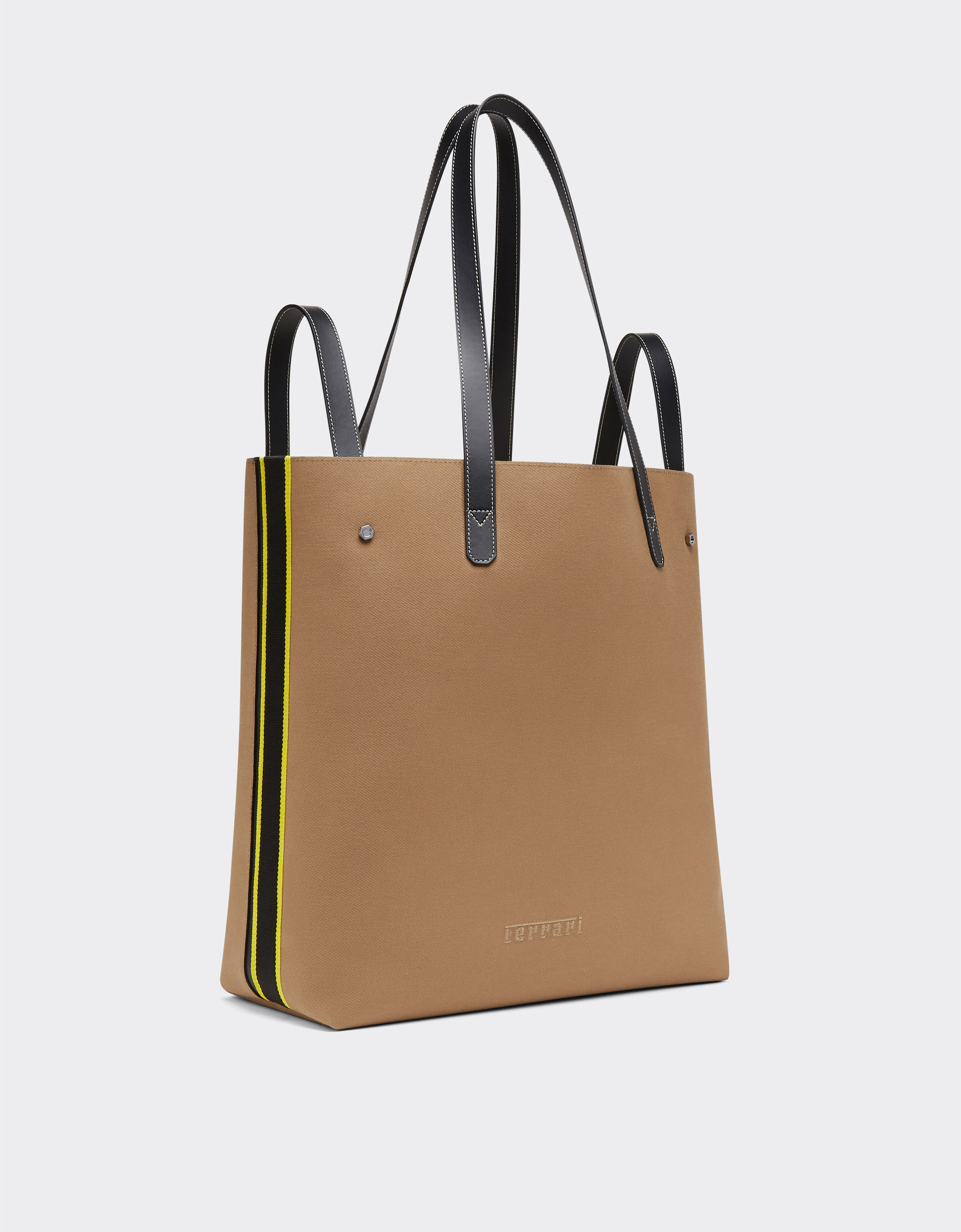 Ferrari Bolso shopper de algodón con logotipo bordado Ébano 20578f