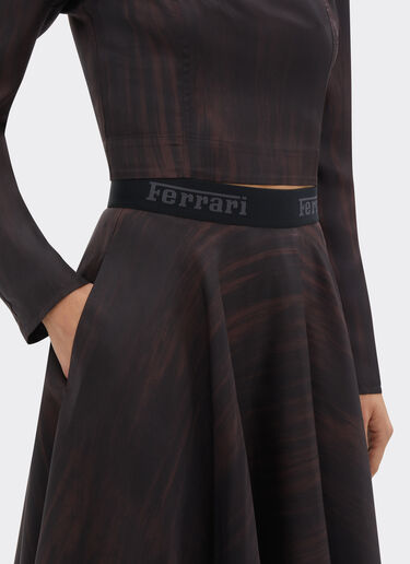 Ferrari Long silk skirt with brushed print Dark Brown 20938f