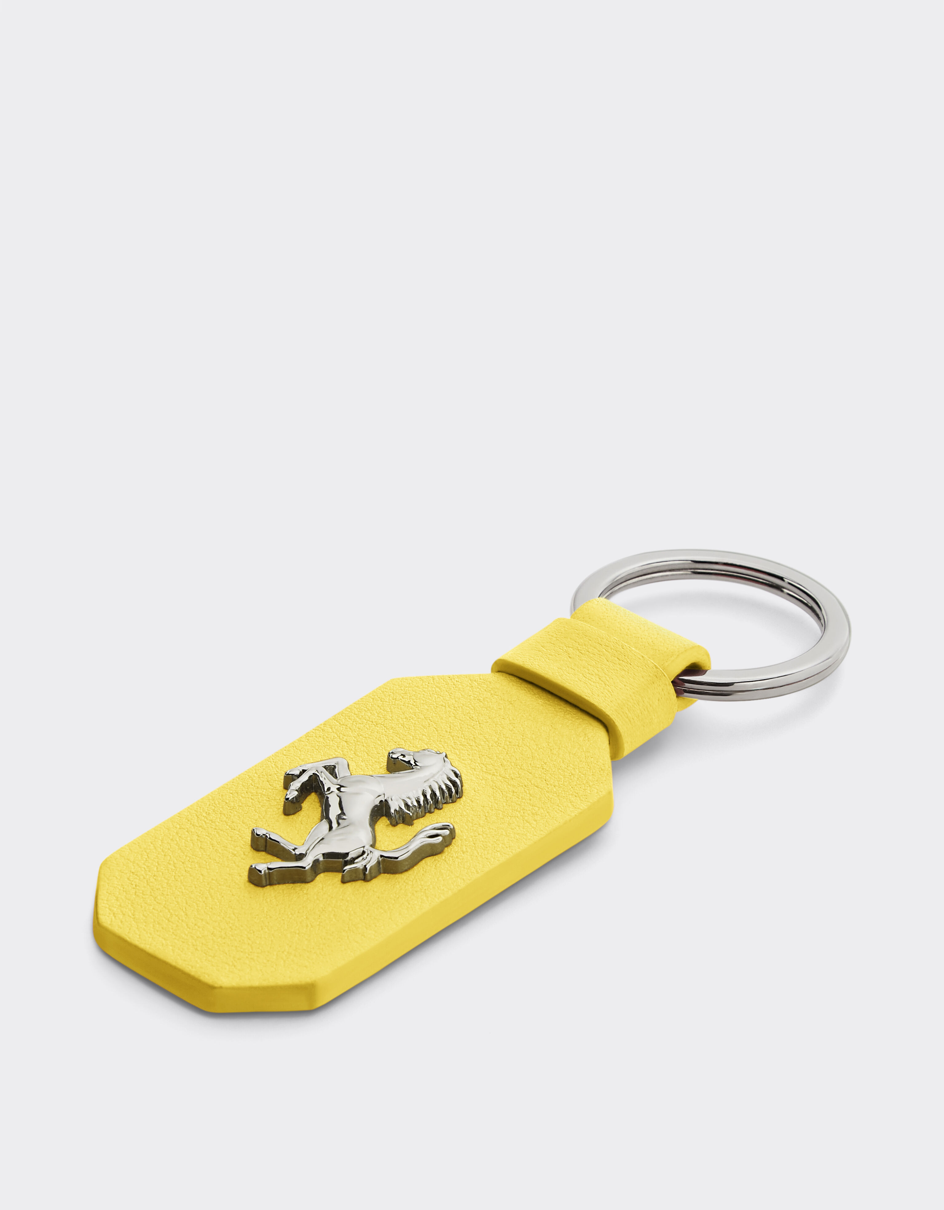 Leather keyring with Prancing Horse Ferrari Leather keyring with Prancing Horse Giallo Modena 22049f