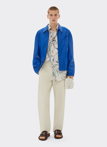 Ferrari Bomber jacket in liquid leather Klein Blue 21882f
