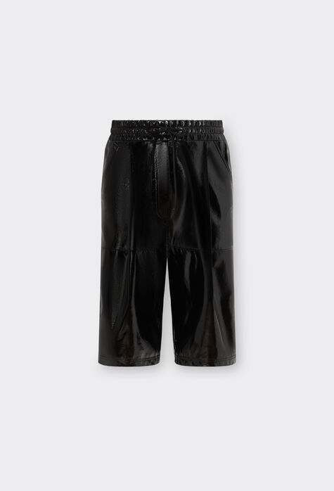 Ferrari Pantalones bermudas de piel acharolada con cinta de grogrén 3D Denim oscuro 48326f