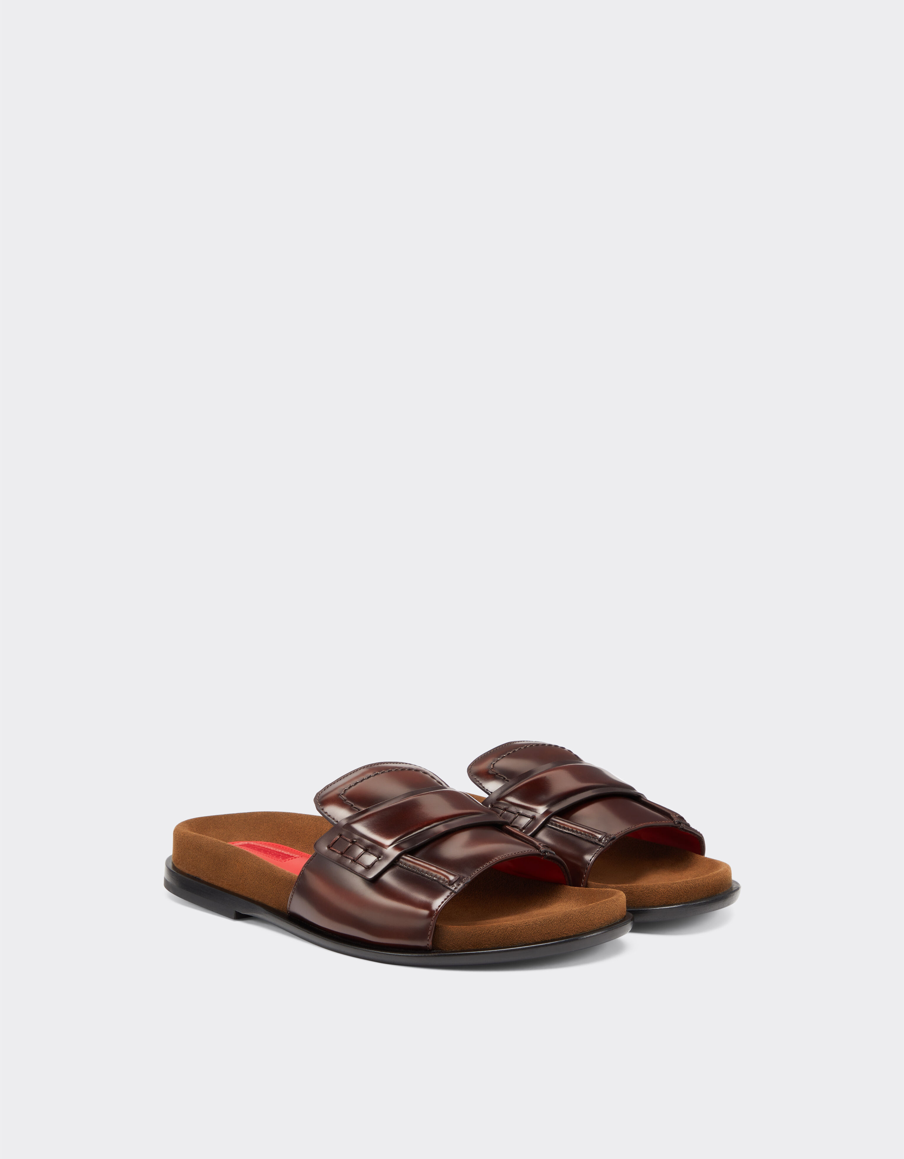 Ferrari Slide loafers in brushed leather Brown 22232f