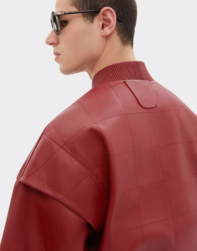 Ferrari Rubberized nappa leather bomber jacket Maison Red 51013f
