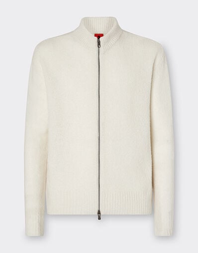 Ferrari Cardigan zippé en cachemire et laine mérinos Ivoire 21654f