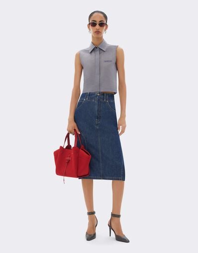 Knitted and Leather Tote Bag Ferrari Knitted and Leather Tote Bag Rosso Magma CBWTO0002YA00006f