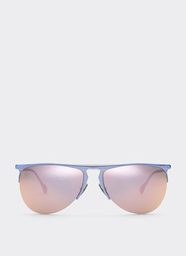 Ferrari Fliederfarbene Ferrari-Sonnenbrille aus Metall mit fliederfarbenen verspiegelten Gläsern Mattschwarz F1534f
