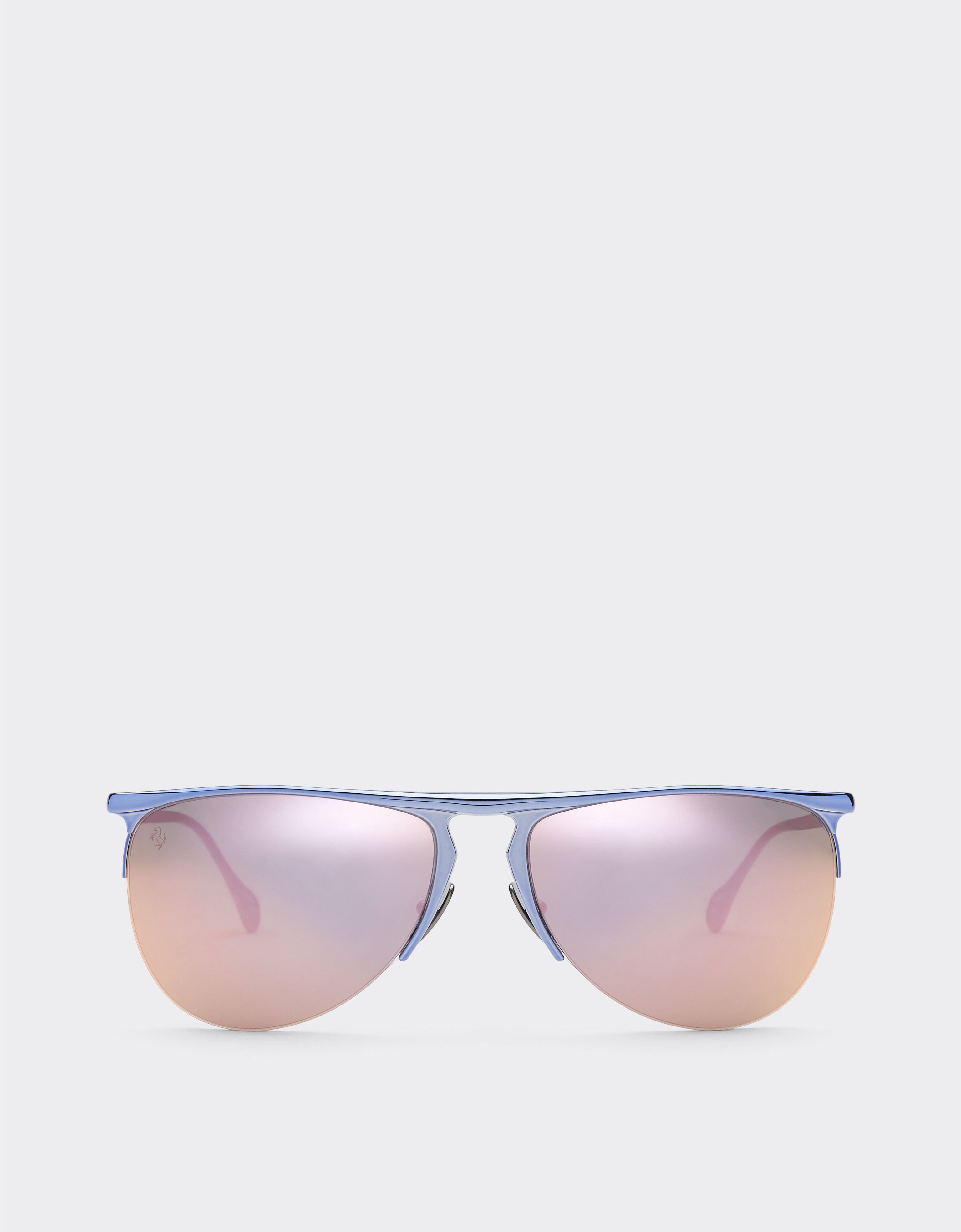 Ferrari Fliederfarbene Ferrari-Sonnenbrille aus Metall mit fliederfarbenen verspiegelten Gläsern Mattschwarz F1534f