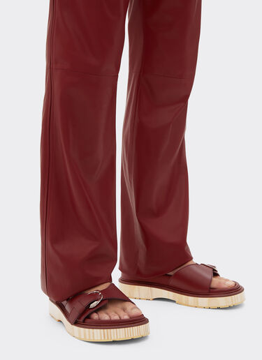 Ferrari Coulisseau en cuir avec semelle en bois Rouge Maison 22132f