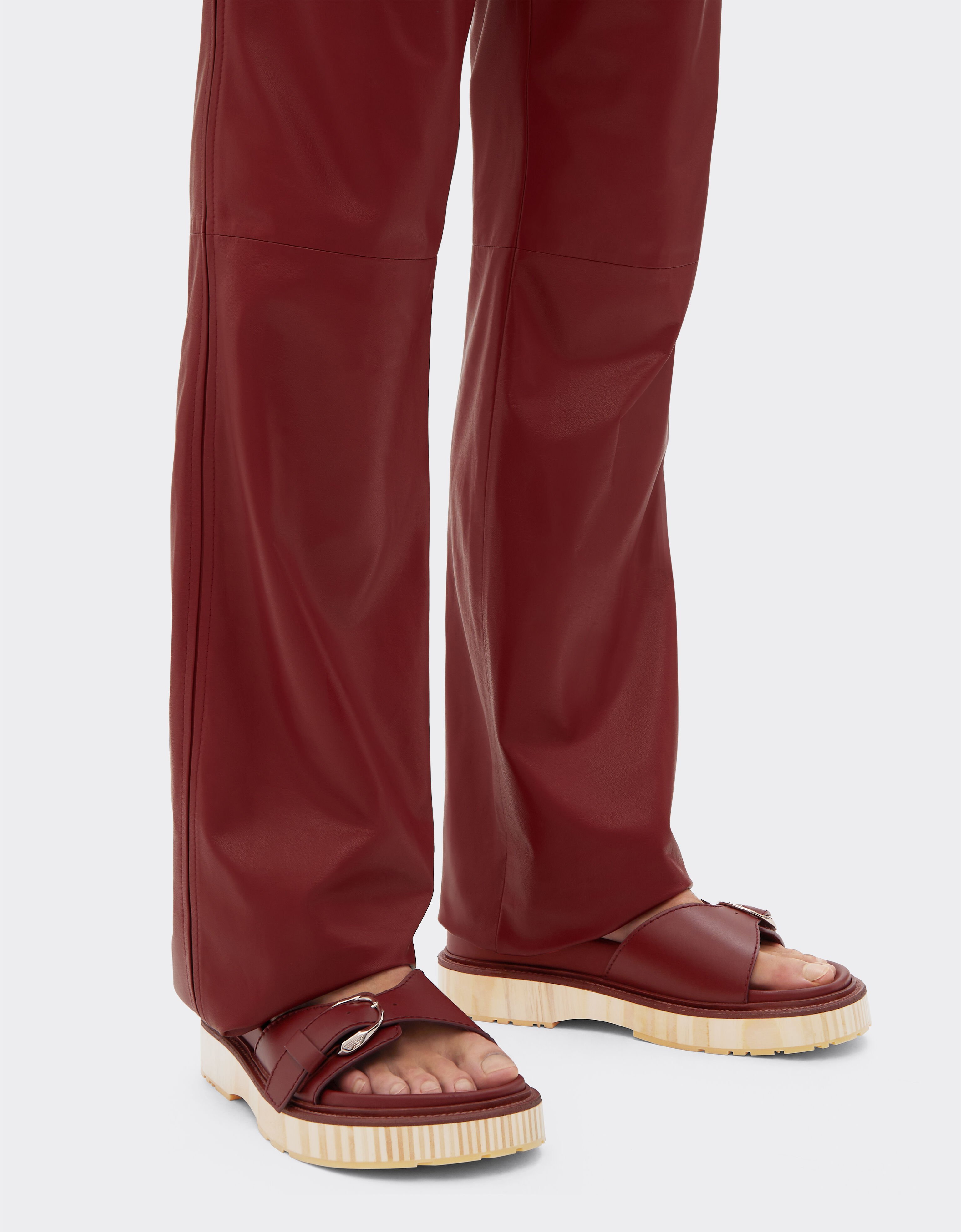 Ferrari Coulisseau en cuir avec semelle en bois Rouge Maison 22132f