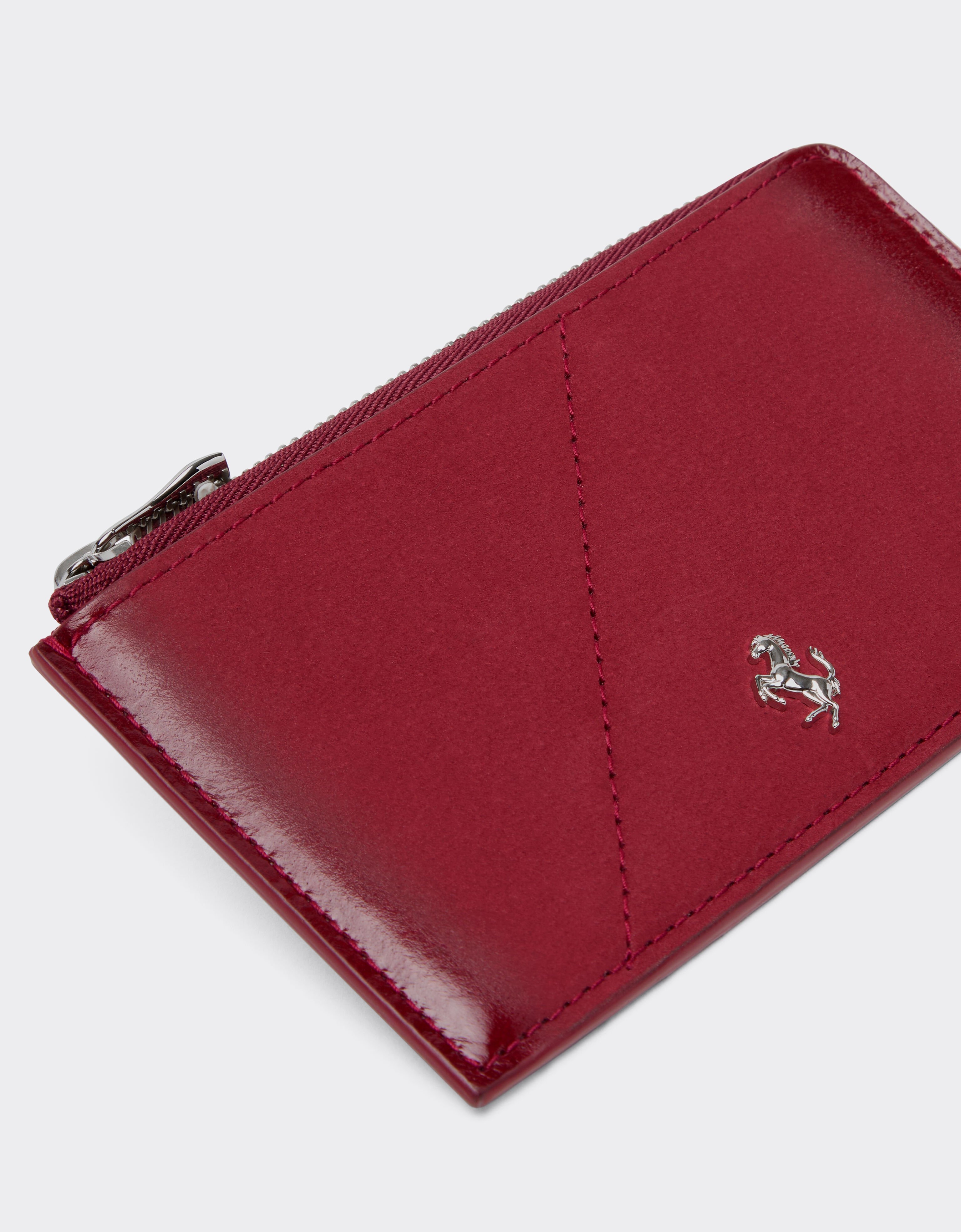 Ferrari Wallet with zip in smooth leather and nubuck Maison Red 50522f