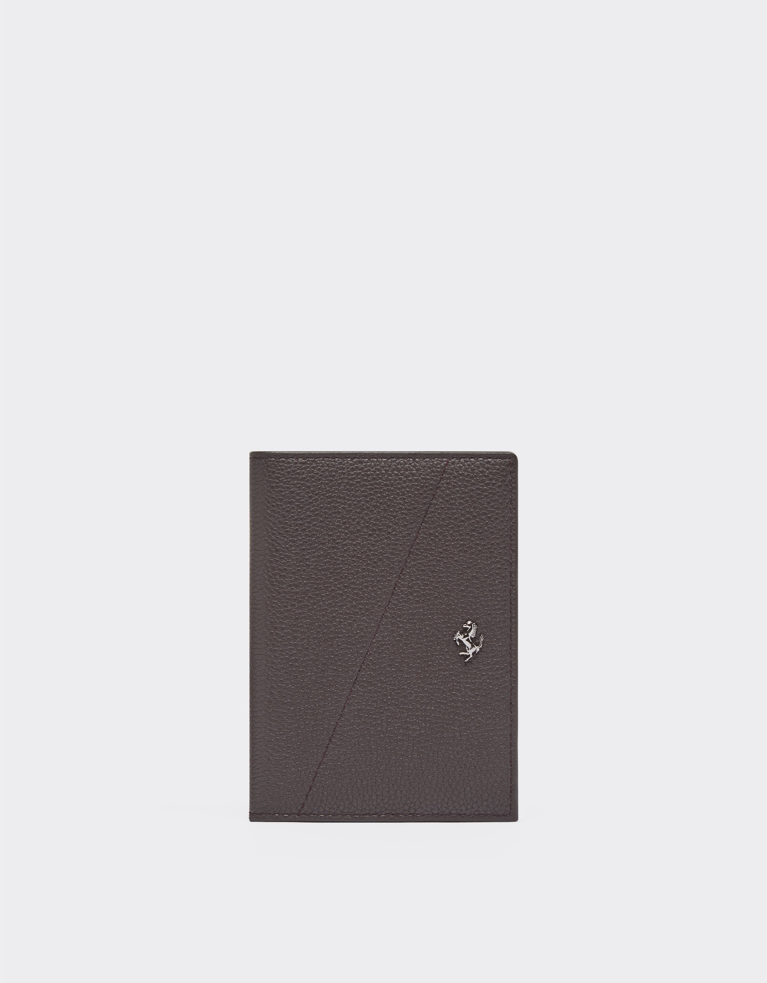 Ferrari Grained leather passport holder Dark Brown 21432f