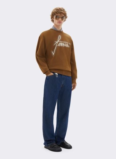 Ferrari Ferrari Embroidered Crew Neck Sweatshirt Caffè CJMSW0036JCO0046f