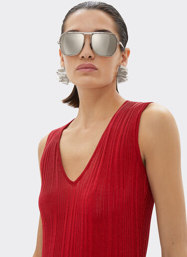 Ferrari Sleeveless dress in viscose and lurex Rosso Dino 21667f