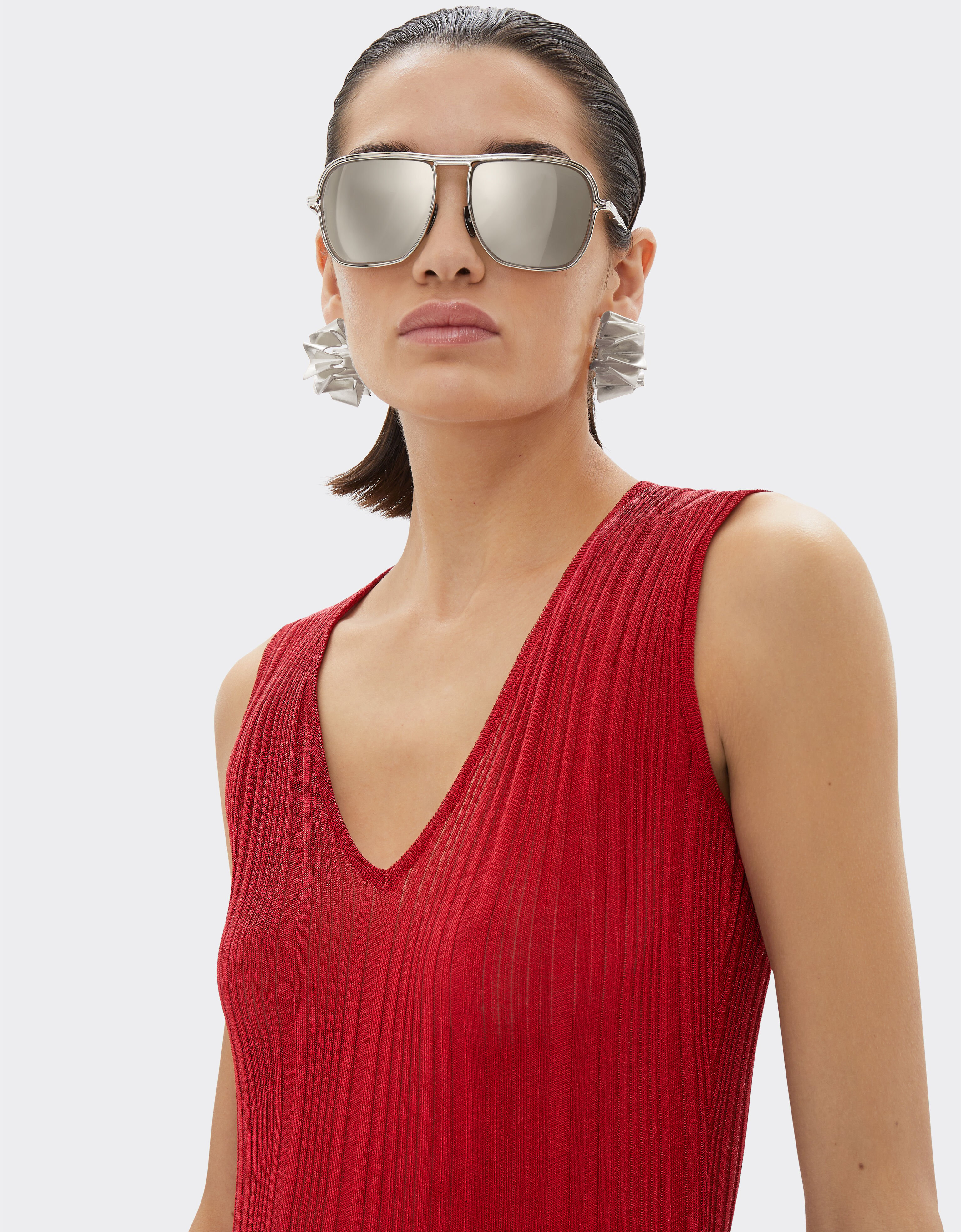 Ferrari Sleeveless dress in viscose and lurex Rosso Dino 21667f