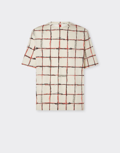 Ferrari Cotton T-shirt with check print Ecru 22056f