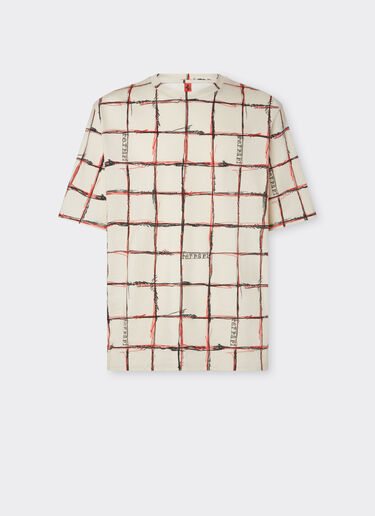 Ferrari Cotton T-shirt with check print Ecru 22056f