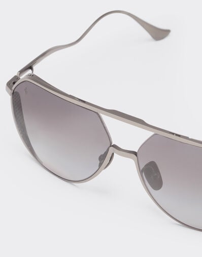 Ferrari Ferrari sunglasses in matt gunmetal grey titanium with polarised grey gradient lenses Satin Gold LA02Af