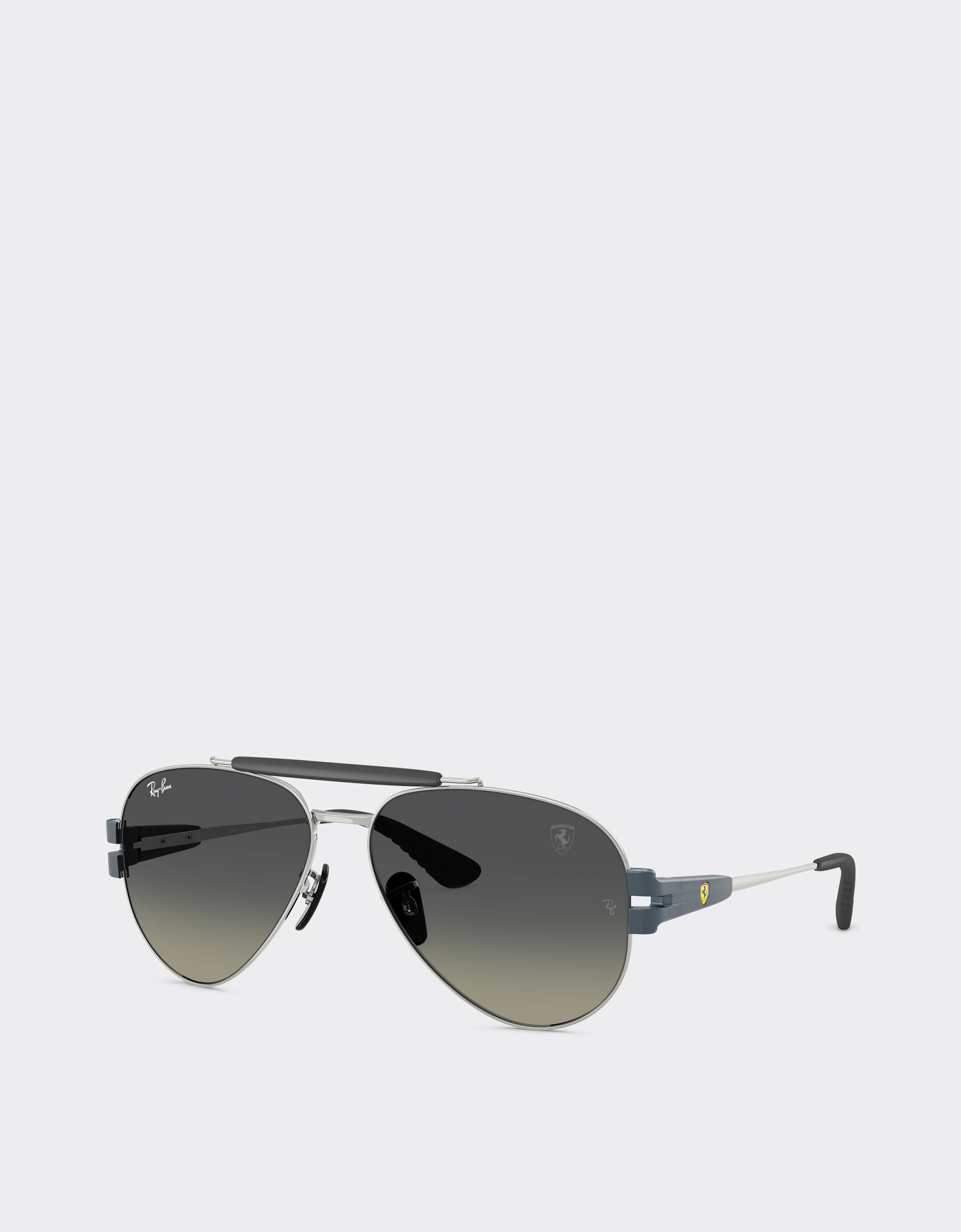 Ferrari Ray-Ban for Scuderia Ferrari RB3762M in metallo argento e azzurro opaco con lenti grigie sfumate Silver LA019f