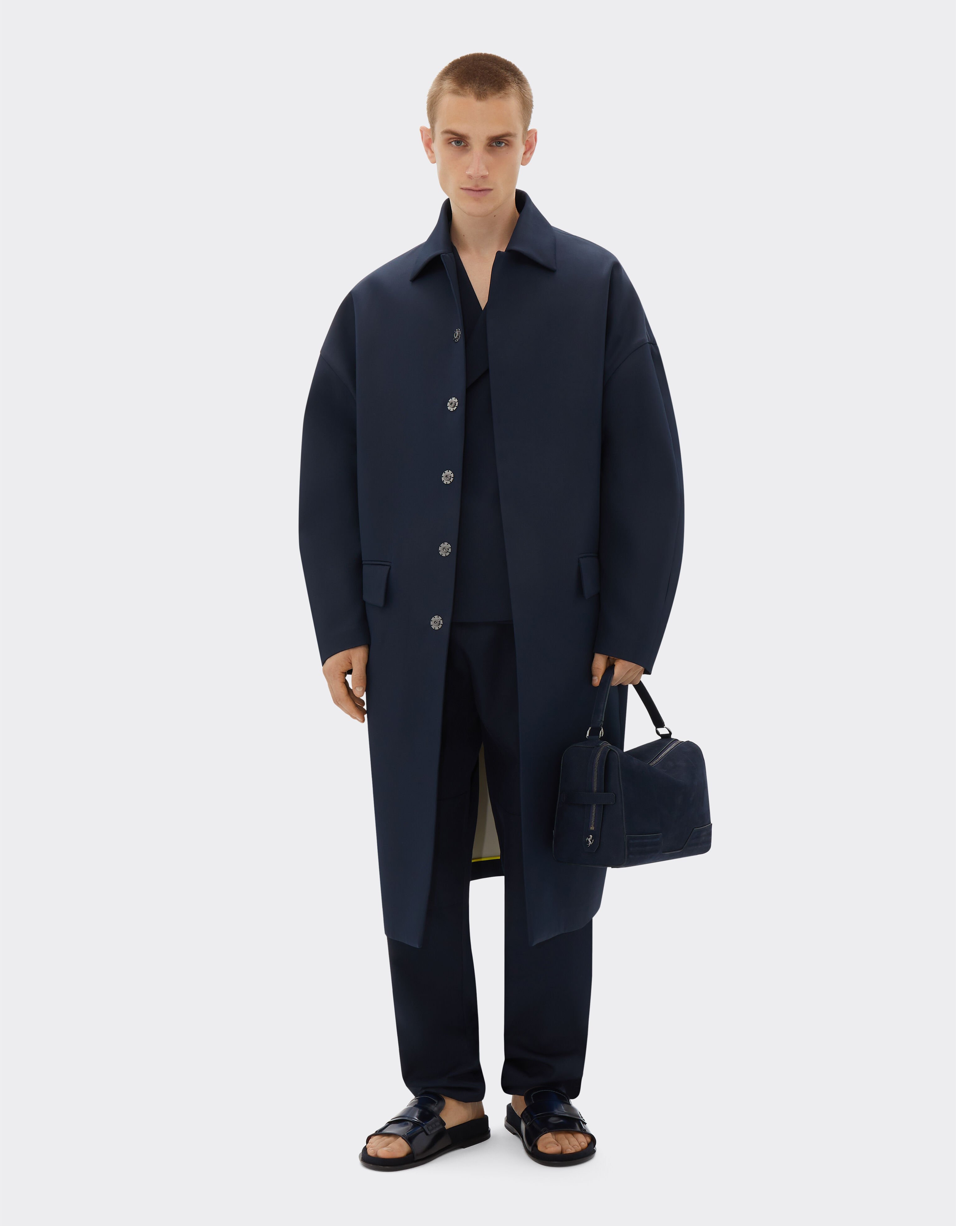 Ferrari Single-breasted coat in two-tone double-sided tech fabric Navy 21749f
