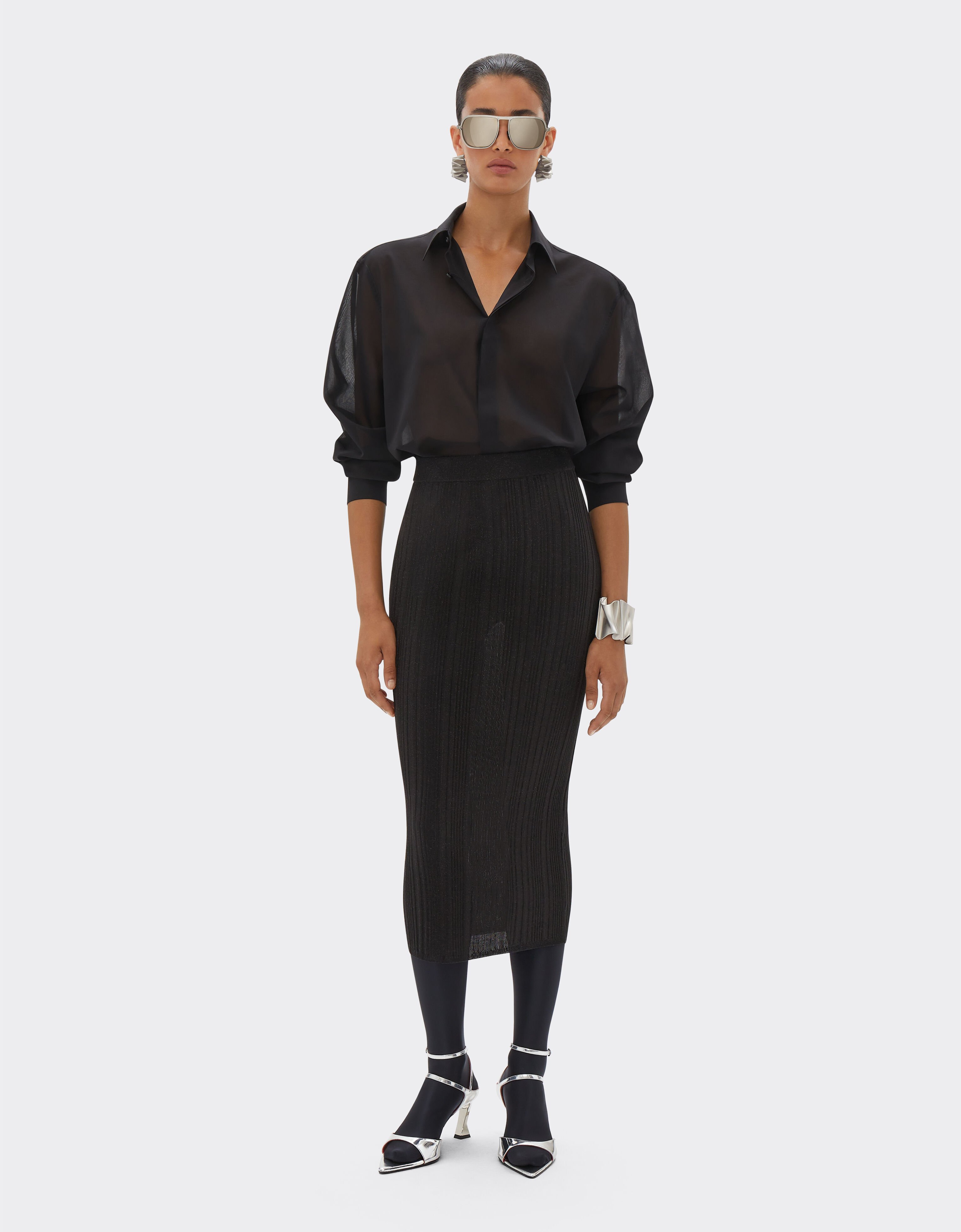 Ferrari Viscose and lurex pencil skirt Black 21665f
