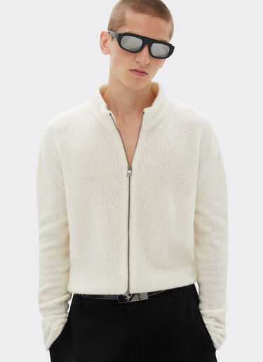Ferrari Strickjacke mit Reißverschluss aus Kaschmir und Merinowolle Elfenbein 21654f