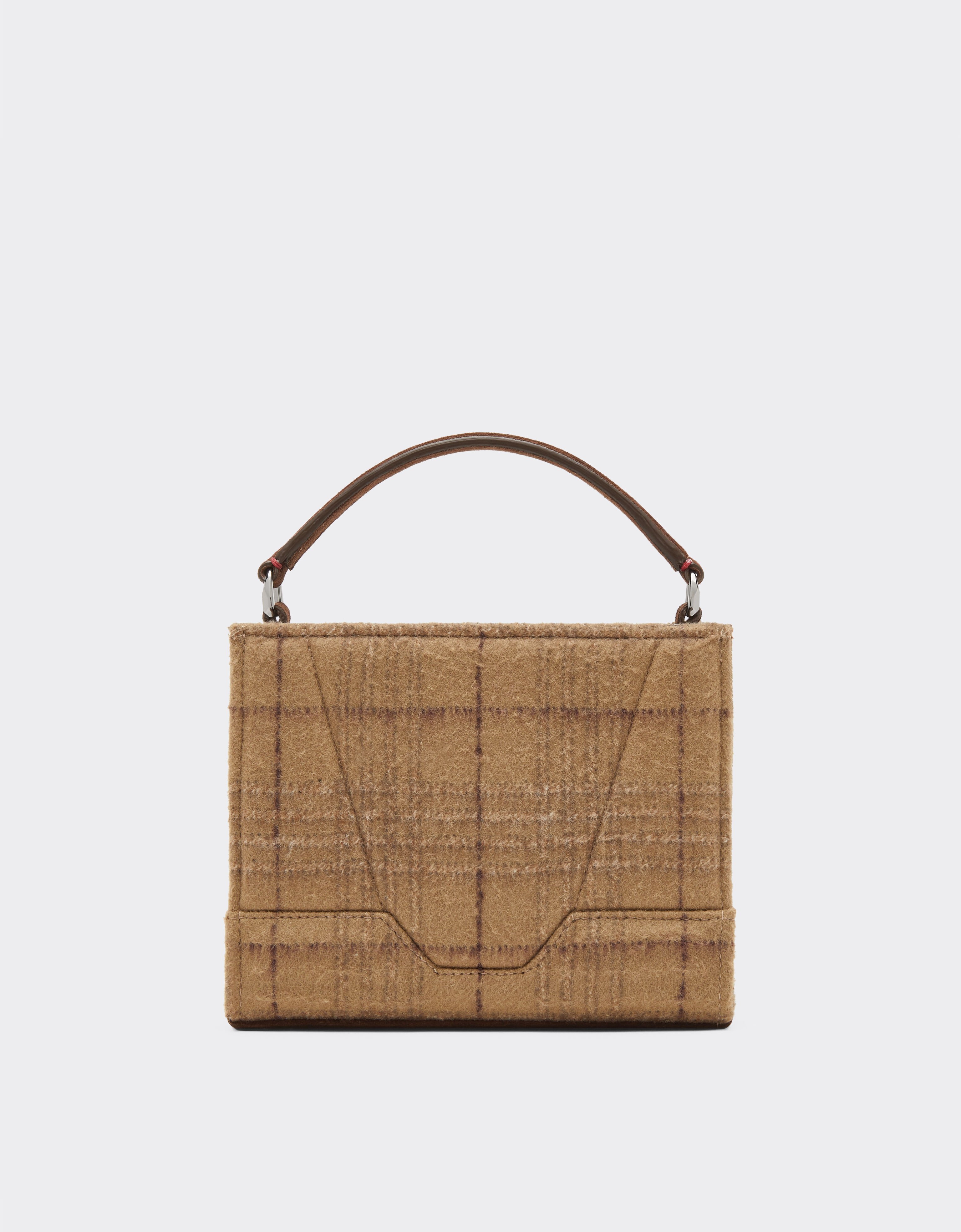 Ferrari Ferrari GT micro tote bag in wool tartan and suede leather Espresso 49126f