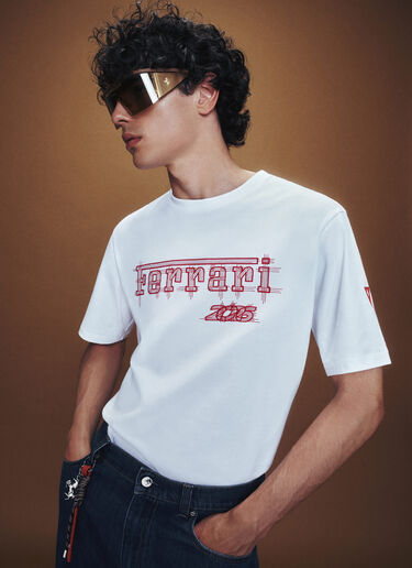 Camiseta Ferrari de algodón para el GP de Mónaco 2026 Ferrari Camiseta Ferrari de algodón para el GP de Mónaco 2026 Bianco CJMTH0039JCO0045f