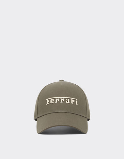 Ferrari Baseball cap with rubberized Ferrari logo Khaki Green 20403f