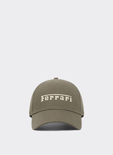 Ferrari Baseball cap with rubberized Ferrari logo Khaki Green 20403f